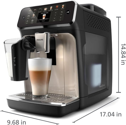 Philips Seria 5500 automatyczny ekspres do kawy – LatteGo system mleczny, 20 gorących i zimnych specjałów kawowych, 40% cichszy dzięki SilentBrew, QuickStart, czarny i srebrny (EP5546/70)